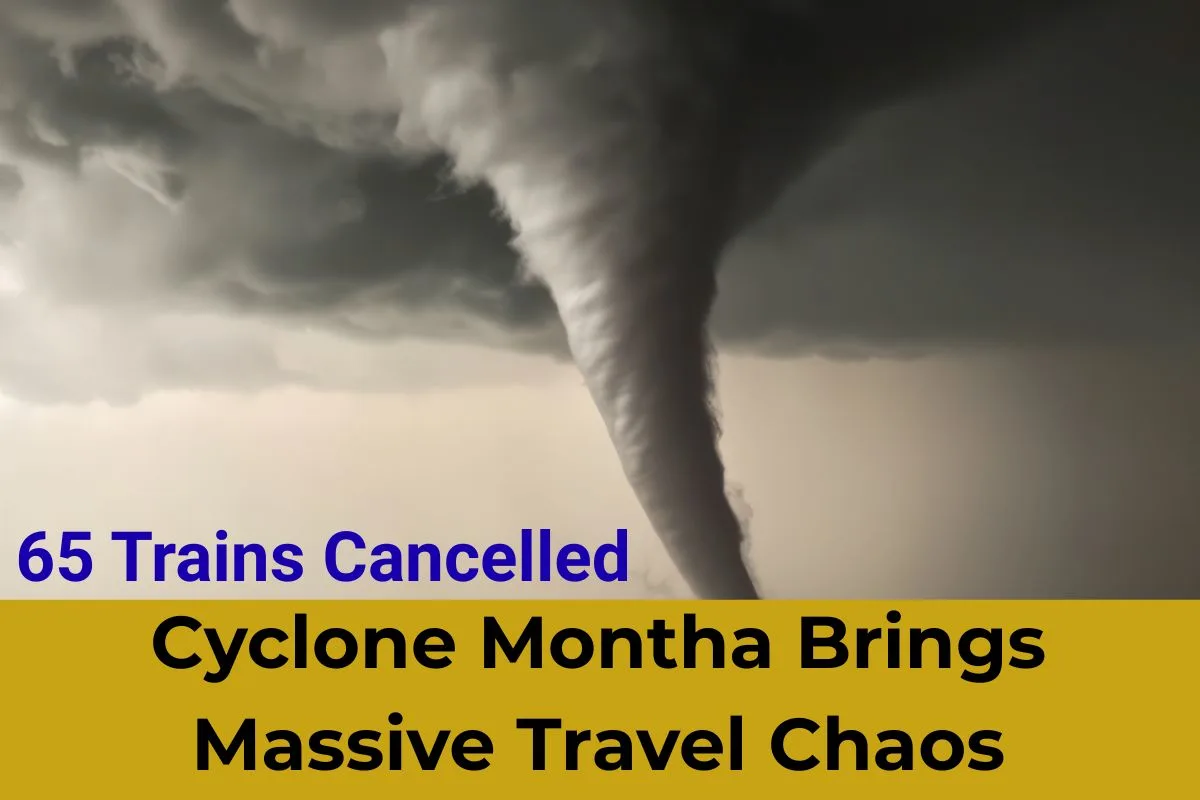 Cyclone Montha Brings Massive Travel Chaos: 65 Trains Cancelled, All Flights Grounded