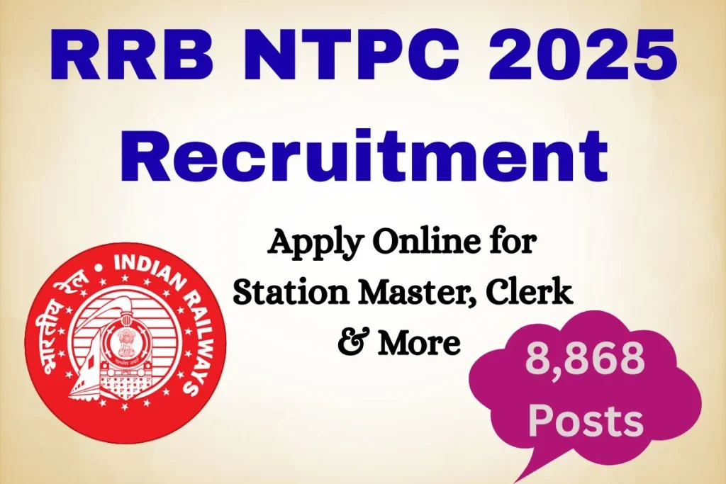 RRB NTPC 2025 Recruitment: Apply Online for Station Master, Clerk & More — 8,868 Posts