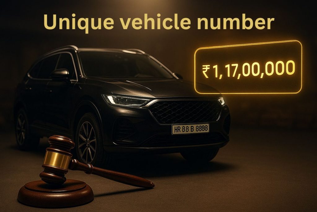 Unique vehicle number HR88B8888 sold at 1.17cr to Haryana businessman